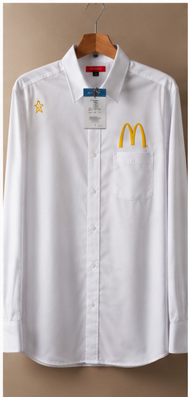 White long-sleeve uniform shirt with embroidered branding